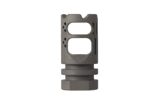 VG6 Precision Gamma 5.56 ar-15 muzzle brake uses two side ports and a vented top to manage felt recoil and muzzle rise